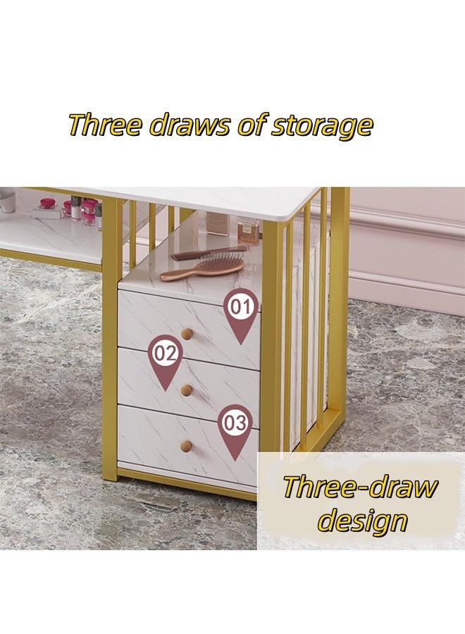 JCB CHIC Manicure Table Nail Desk with 3 Drawers，large space double storage table for Nail Tech, Acetone Resistant Nail Table Station for Beauty Salon Spa(100×40×76CM） - Image 3